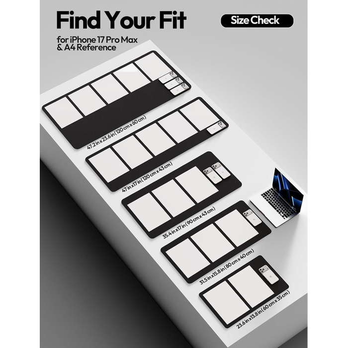 Килимок для миші шкіряний преміум YSAGi XXL 90x43 см, чорний - офісний килимок на стіл для роботи та дому