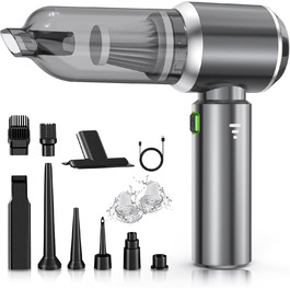 Портативний акумуляторний пилосос NVKHG 18000Pa з безщітковим мотором, 3 швидкості, для авто, дому, офісу, кухні, видалення шерсті тварин (сірий)