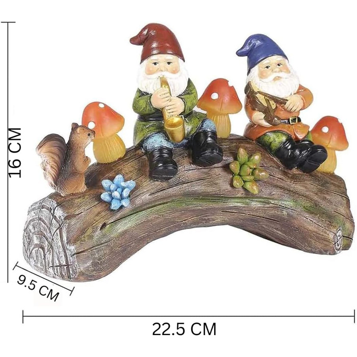 The Enchanted Garden Garden Gnomes, Resin Statue, Solar Powered, LED Mushroom, Garden Lights, Resin Figure for Patio, Lawn, Yard, Decoration