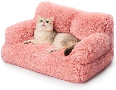 MEWOOFUN Stylish Cat Bed Cat Sofa Fluffy - 76x45cm Large Cat Bed Plush Cat Couch for Small Dogs and Cats Removable and Washable (pink)