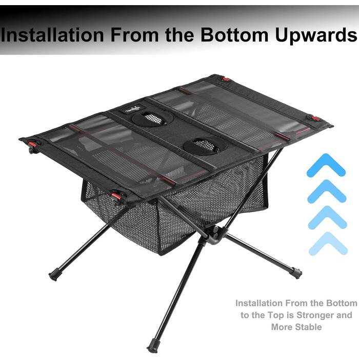 Складний алюмінієвий стіл Tentock для кемпінгу, туризму та пікніка з сітчастим чохлом