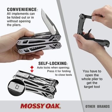 Mossy Oak 21-in-1 Multi-Tool - Stainless Steel Pocket Knife & Multi-Function Tool for Camping, Hiking & Repair - Includes Pouch