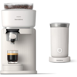 Кавоварка еспресо Philips Baristina з автоматичним млинком і капучинатором, 16 бар, натурально-біла, комплект для приготування кави та молочної піни