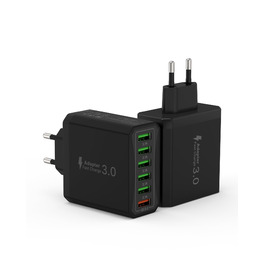 Зарядний пристрій USB 2 шт, 6 портів 33W QC 3.0 + USB 3.1A, мережевий адаптер для iPhone 16/15/14/13/12/11 Pro Max SE XR XS, iPad Pro, Samsung, смартфонів - Чорний