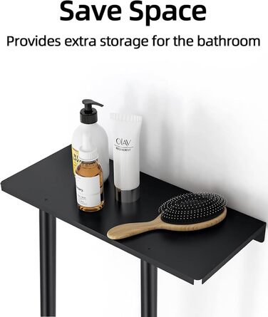 Тримач для рушників на стіну, чорний, 76 см, з полицею. Металевий тримач для рушників та гостей. Аксесуар для ванної кімнати.