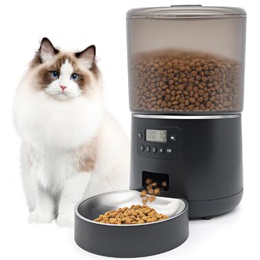 Автомат для годування котів з таймером – 4L, програмований, точний контроль порцій, чорний