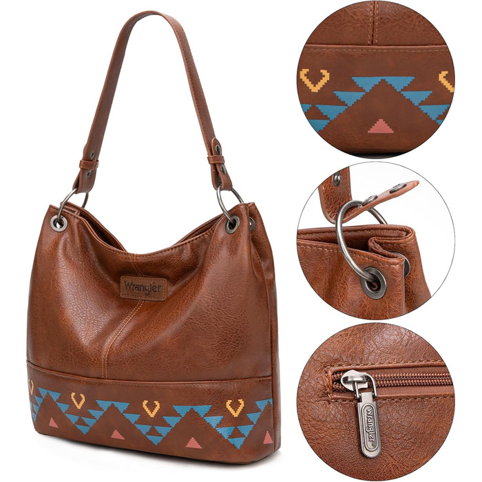 Сумка жіноча Wrangler Hobo з екошкіри, коричнева (Western Brown) через плече та в руку