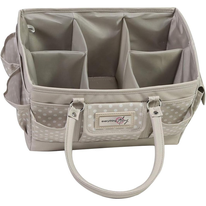 Everything Mary Blaugruner, geometric deluxe store and tote bag, organizer for crafts, sewing, paper, art, desk, canvas, accessories, storage with handles for travel (Light Brown Spotted)