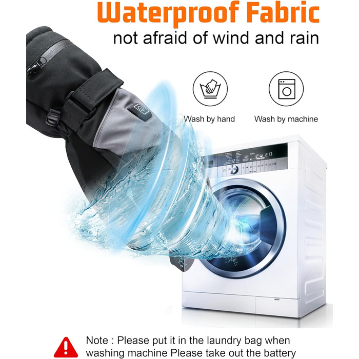 Гріючі рукавички 7.4V 3000mAh для жінок та чоловіків, водонепроникні, вітрозахисні, з підтримкою сенсорного екрану, для мотоциклів, активного відпочинку, походів та кемпінгу (L, Чорний)