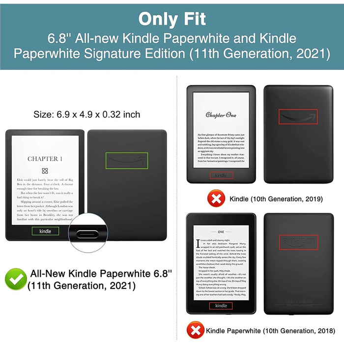 Чохол MOKASE для Kindle Paperwhite 11 (2021) 6.8' з функцією авто-сон/пробудження, з синтетичної шкіри