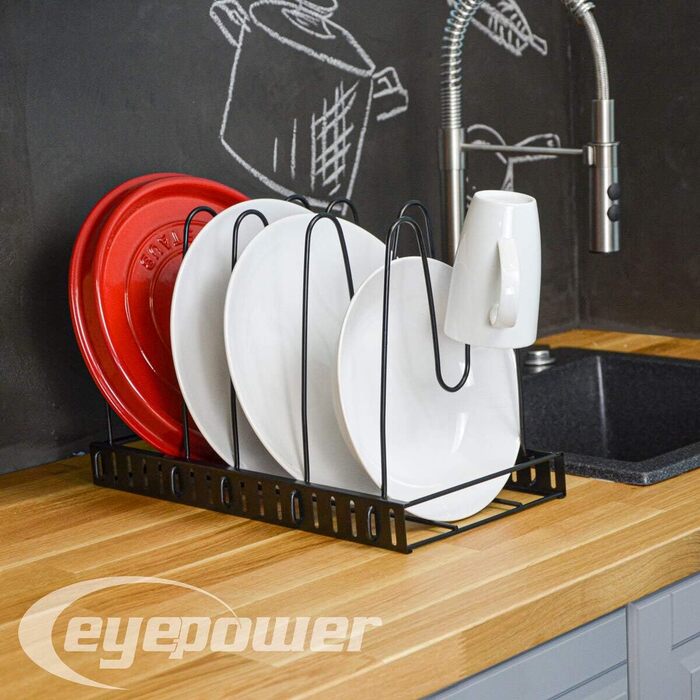 Організатор для кришок та сковорідок EYEPOWER з 5 полицями (38x21x25 см) - сталевий, чорний