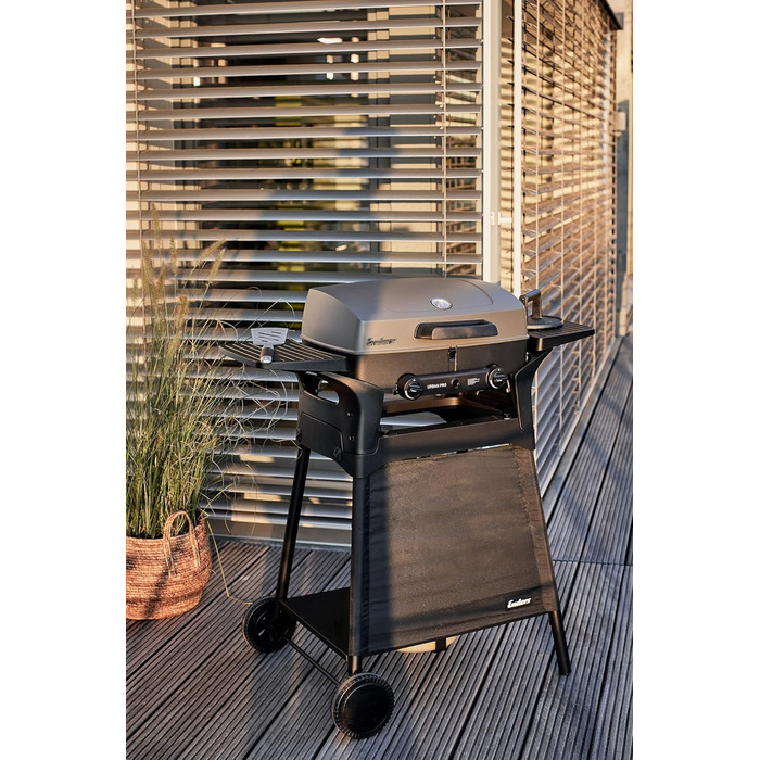 Enders® Gas Grill URBAN PRO, Table Grill, Grilling, Cooking, and Baking Function, 2 Stainless Steel Burners, Small, Grill Thermometer, Balcony, Camping Grill, Aluminum Cast Housing + Lid, #2060