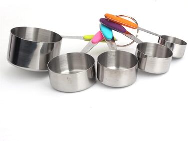 Baking tools, kitchen baking tools, stainless steel measuring cups, 5-piece set (Color: A, Size: as shown)