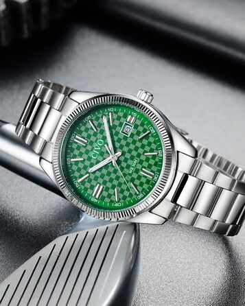 Чоловічий годинник CIVO з нержавіючої сталі: аналоговий бізнес-годинник з датою, що світиться - водонепроникний для роботи та відпочинку - стильний подарунок для чоловіків (сріблястий, зелений)