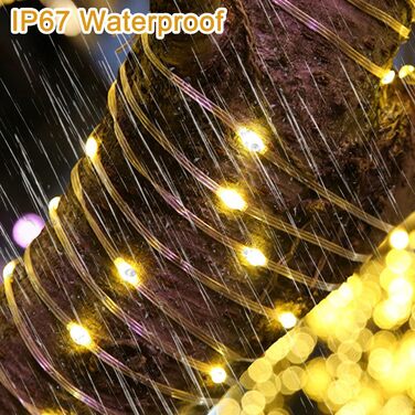 Гірлянда світлодіодна MOLVCE 10м, 100 LED, тепле біле світло, 8 режимів, вологостійка, з таймером, для декору