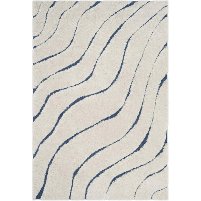 Килим SAFAVIEH Zottelig для вітальні, їдальні, спальні - колекція Florida Shag, високий ворс, 122 x 183 см (кремовий та блакитний, 244 x 305 см (прямокутний))