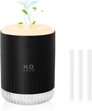 Увлажнитель воздуха Mini USB с LED-подсветкой AIR Humidifier - для спальни, растений, детской, офиса, детской комнаты (Зеленый) (Черный)