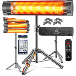 Інфрачервовий обігрівач KESSER® 2500W з пультком та захисним чохлом, телескопічна стійка, для тераси та вітальні