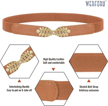 Еластичний пояс для жінок WERFORU: широкий, вінтажний, для суконь, чорний, білий, коричневий, бежевий, обхват талії 82-99 см