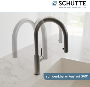 Кухонний змішувач SCHÜTTE 79562 Blackpool з висувною лійкою, 360° поворот, однорідний змішувач, для мийки, графітовий колір