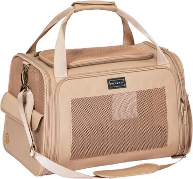 Переносна сумка-переноска для котів та собак Petsfit, розкладний дизайн, з м'яким килимком, 47L x 30B x 30H см (Хакі)