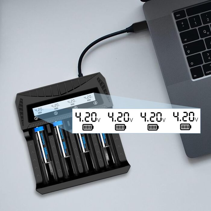 Зарядний пристрій для акумуляторів 18650 з LCD дисплеєм, 12 слотів, універсальний, підходить для 26650, 16340, 14500, 18350, 18500 AA AAA (тільки зарядний пристрій)