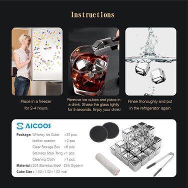 24 камінці для віскі з нержавіючої сталі, багаторазові, набір - Whiskysteine, камінці для віскі, охолоджувачі для вина (24 шт.)