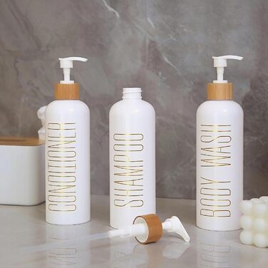 Набір флаконів для шампуню та гелю для душу, 500 мл, 3 шт. (біло-сірий)