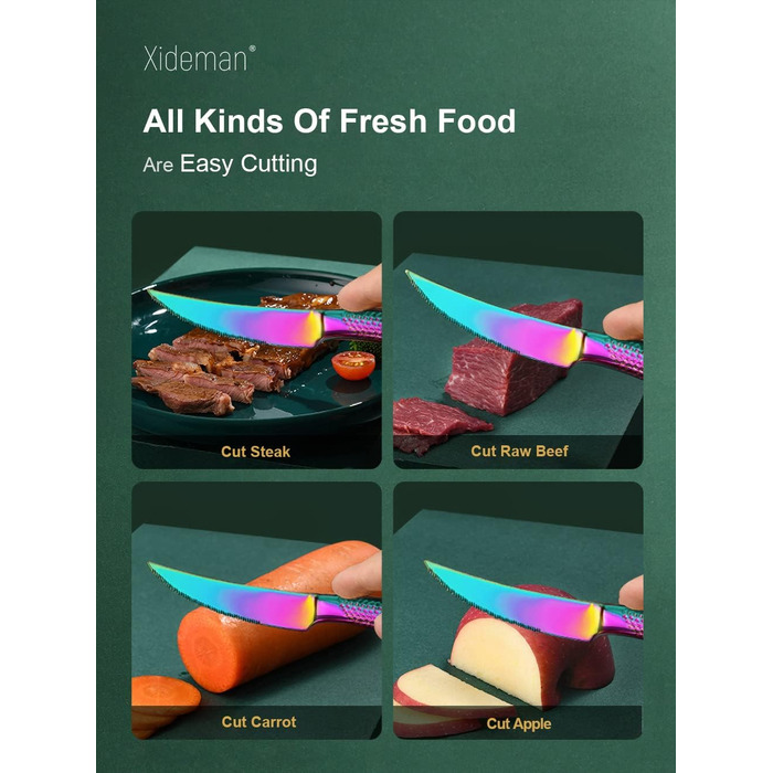 Набір столових приборів 24 предмети для 6 осіб, нержавіюча сталь 18/10, титанове покриття, кольоровий, з зазубреним ножем, для посудомийної машини