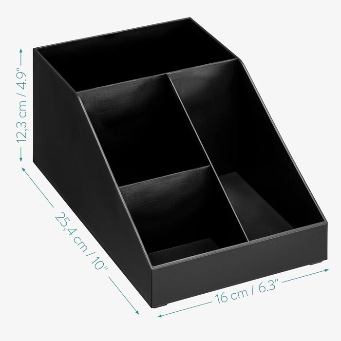 Navaris Coffee Dispenser Organizer - Accessory Storage - Coffee Bar for sugar, milk, napkins, capsules - Coffee Station with 7 Compartments (4 compartments, Black)