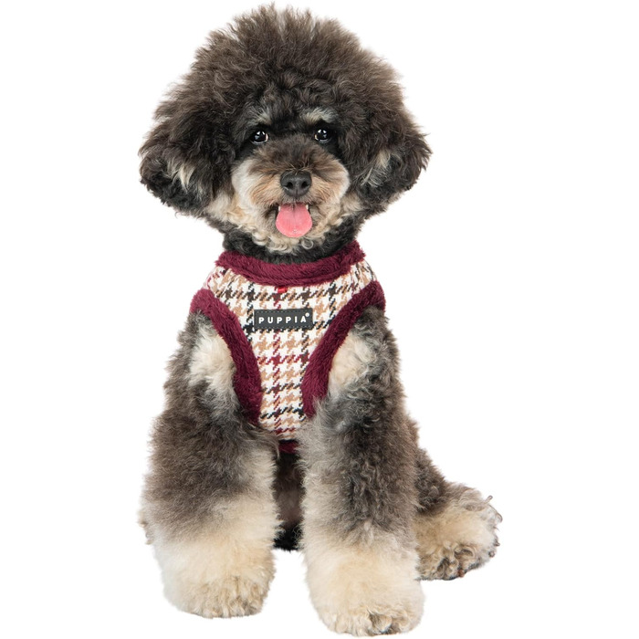 Жилет для собак Puppia Gianni Step-in, теплий зимовий дизайн, квітковий принт, винотний колір, розмір L