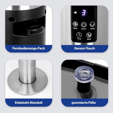 Турбовентилятор ProfiCare® з поворотом | Тихий вентилятор | 3 швидкості | з пультом дистанційного керування | підлоговий вентилятор 105см | дуже тихий | PC TVL 3068 (Modern)