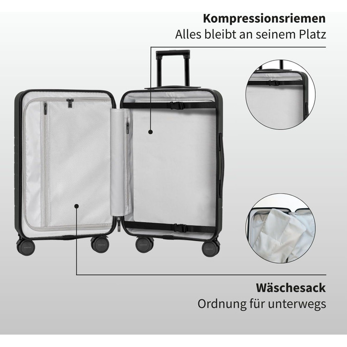 Валіза ETERNITIVE з полікарбонату та ABS: легка, з колесами 360°, з TSA-замком, для ручної поклажі, оливковий колір