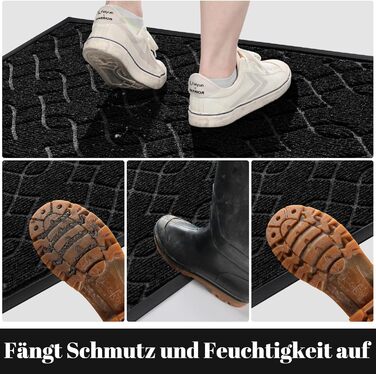 Килимок для вхідних дверей Yimobra, 75x43 см, чорний: миється, вологостійкий, з антиковзаючою основою