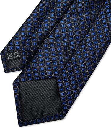 Чоловічі краватки YourTies: смугасті та клітинчасті моделі з шовку, комплект з краваткотримачем (синьо-чорний клітинка)