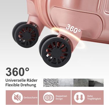 Набір валіз LALAHO 3 шт. з жорстким корпусом, великий дорожній набір, валізи з колесами, ABS+PC, ручна поклажа, набір валіз з жорстким корпусом, м'ятно-зелений (рожеве золото)