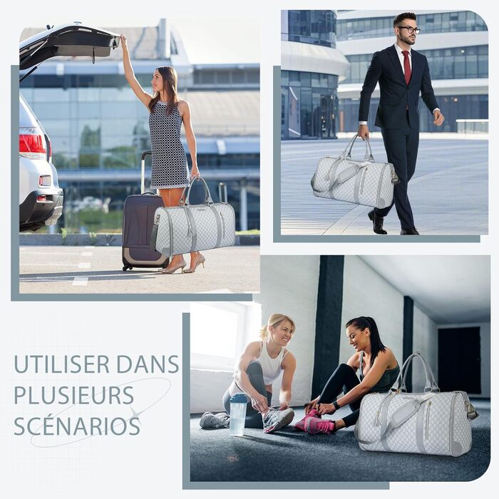 Сумка-трансформер для подорожей 50 л, 2-в-1 з водонепроникним відділенням для взуття та системою проти зминання – ідеальна для ділових поїздок та відпочинку (Сірий)