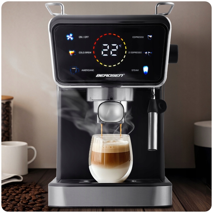 Ріжкова кавомашина з капучинатором Berdsen, 20 бар, 1350 Вт
