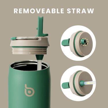 bottlebottle BOTTLE Insulated Water Bottle Stainless Steel 32oz (946ml) with Straw Handle for Sports, Travel, Gym, Double-Walled Leak-Proof, BPA-Free (Green)