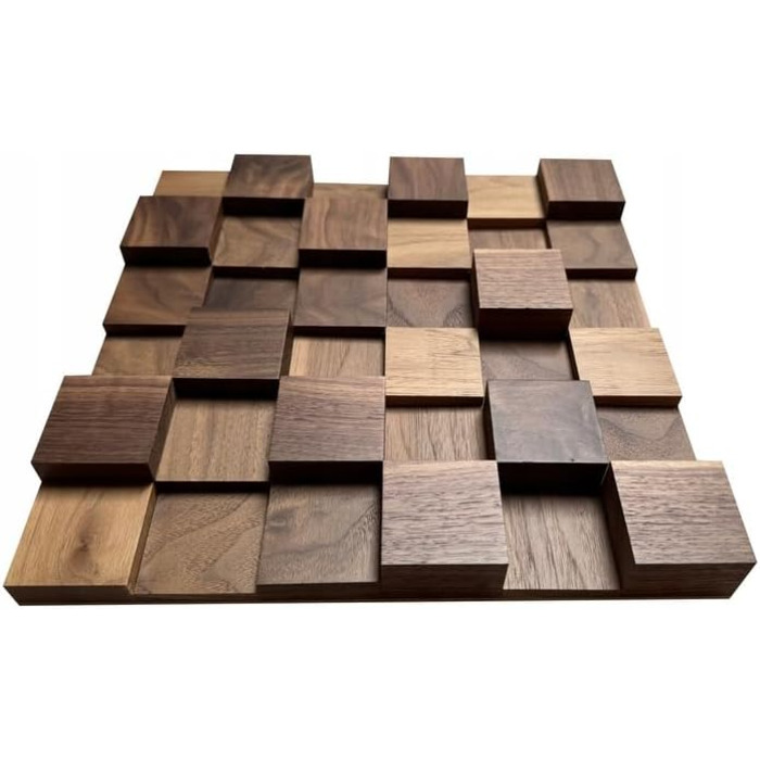 Акустичний диффузор 2D 500 (30x30 см) — Дерев'яна настінна панель для корекції звуку, колір волоський горіх