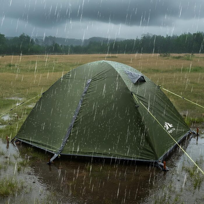 Намет Night Cat Camping 2-місний, водонепроникний, легкий, 3 сезони, з тамбуром, зелений