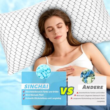 Подушка з піни Memory Foam для сну, охолоджуюча, ортопедична для бокового сну (40x80 см, сіра хвиля)