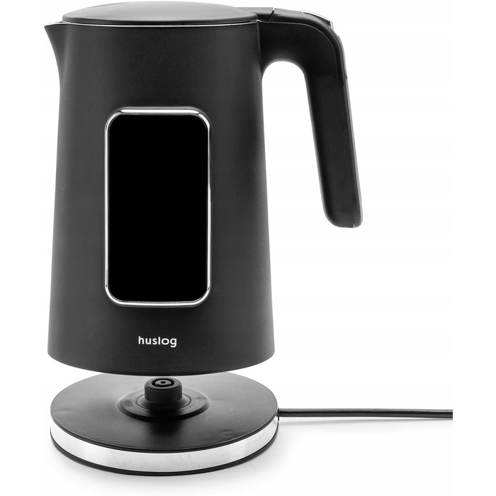 Електричний чайник 1.7 л з тачскріном, 2200 Вт, регулювання температури (40–100°C), 5 програм, підтримання тепла, нержавіюча сталь, бездротовий, чорний