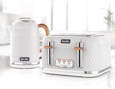 Електричний чайник Breville VKT017 Curve, 1.7 л, 3000 Вт, білий та рожеве золото