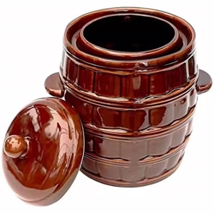R.G. Sauerkraut Pot Ceramic Crock, Pickling Pot, Cucumber Pot, Clay Pot, Stoneware Pot, Fermentation Pot, Ceramic Pot, Stoneware (3.5 Liters) Traditional Fermentation Pot 3.5L (Width: 22cm, Height: 19cm)