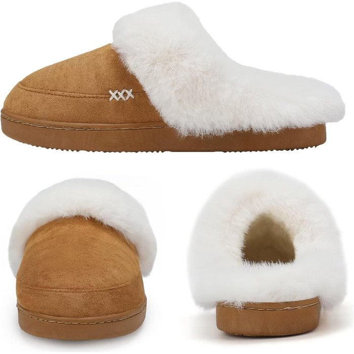 Тапочки зимові жіночі та чоловічі NineCiFun, теплі, з флісу, антиковзкі, для дому та вулиці (36/37 EU, Camel)
