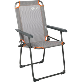 Portal Folding Camping Chair - Folding Chair for Camping up to 150kg Load Capacity, Lightweight, Fishing Chair, Beach Chair, Folding Chair with High Backrest for Outdoor, Garden, Festival - Orange Gray (Gray-Orange, 1pcs)