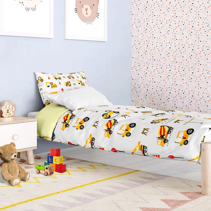 Комплект постільної білизни для дитячого ліжечка DJDEA 100x135 см - Динозаври, м'яка мікрофібра, 2 шт. (з наволочкою 40x60 см)