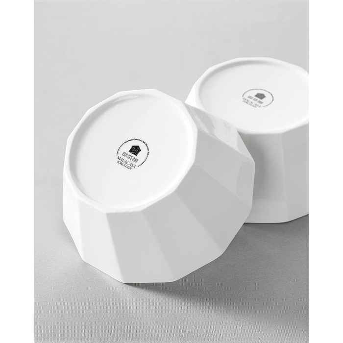 Набір мисок MALACASA Serie Regular (4 шт.) – 800 мл, 1020 мл, кераміка, для мюслі, супу, рамен (білий)