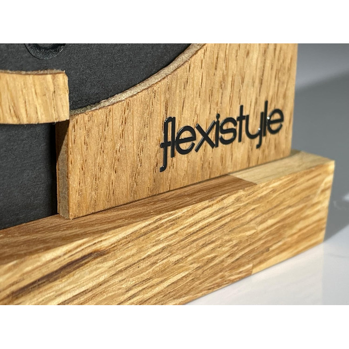 FLEXISTYLE Modern Stand Clock Small Wood Oak Living Room Bathroom (Style 3), Black/Oak, Black